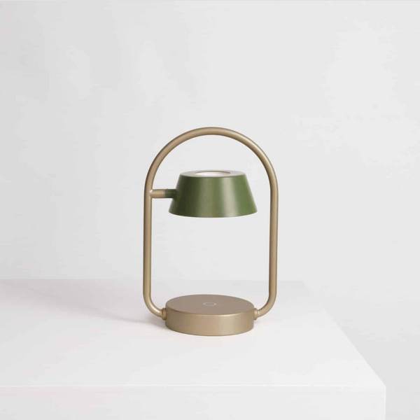 OLO Ring Portable Table Lamp in Gold and Olive Green