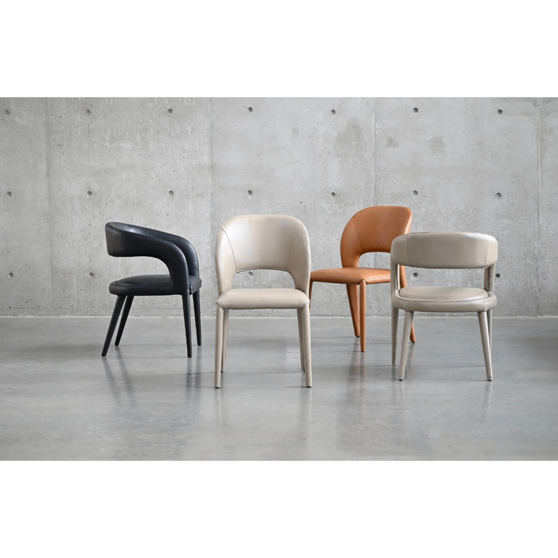 Bosco Dining Chair in Taupe Pebbled Leather