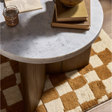 Toli End Table in Italian White Marble/Rustic Fawn