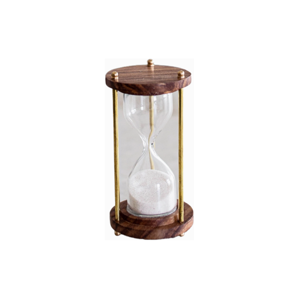 Brass & Wood Antique Hourglass