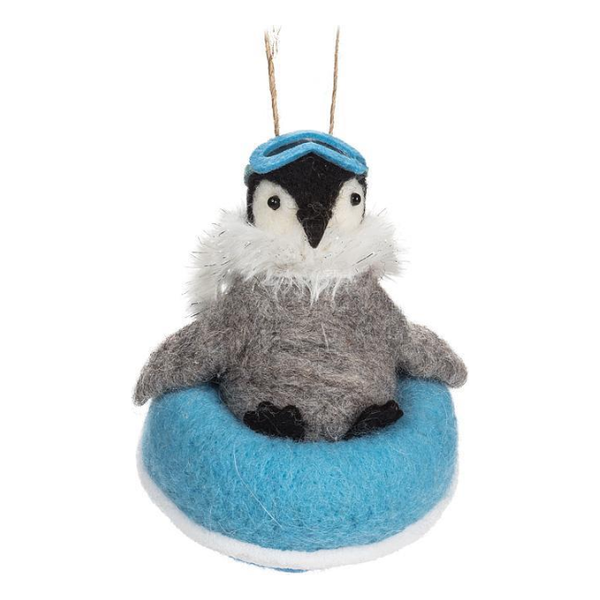 Snowtubing Penguin Ornament