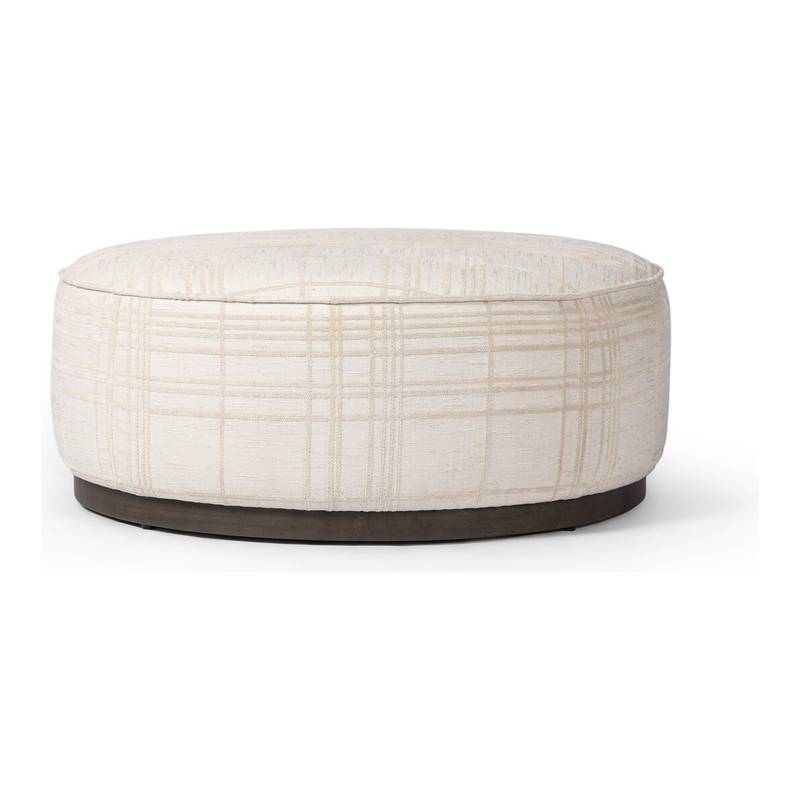 Sinclair Large Round Ottoman in Sheffield Ivory
