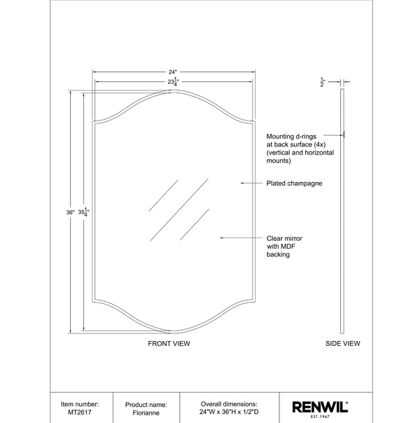 Florianne Mirror with Plated Champagne Frame