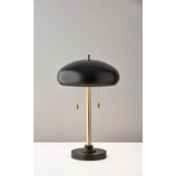 Cap Table Lamp in Black and Antique Brass