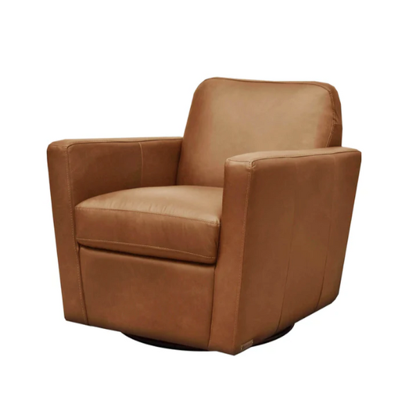 Cooper Swivel Club Chair in Cognac Leather