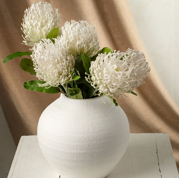 Pin Cushion Floral Stem - White