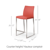 Curvo Counter Stool - Crazy Horse Grey - Black Metal Legs