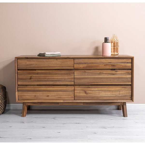 Gia 6 Drawer Dresser in Warm Pecan