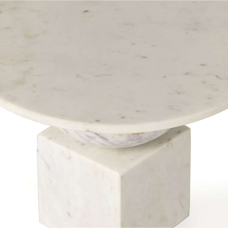 Neda End Table in White Marble