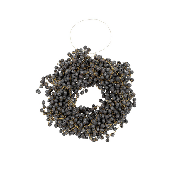 Beaded Berry Wreath Small - Charcoal