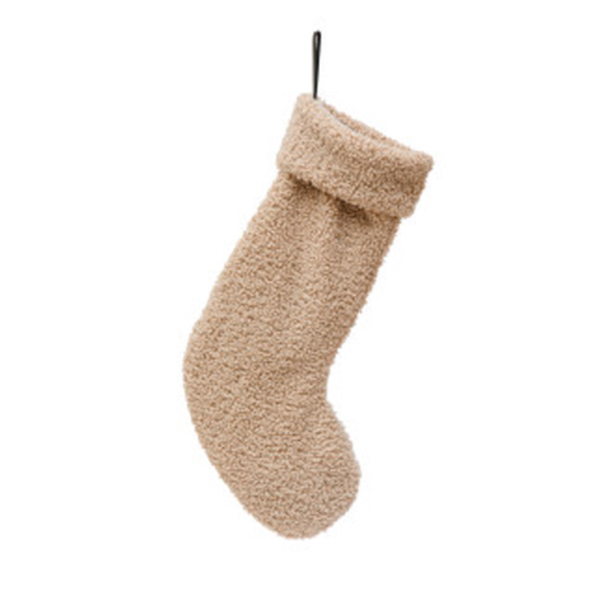 21"H Boucle Fabric Stocking, Cream Color