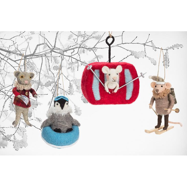 Cross Country Skier Mouse Ornament