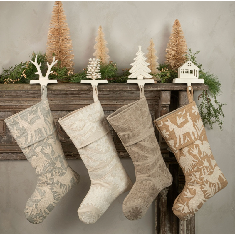 Antler Stocking Holder in White
