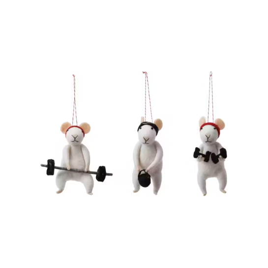 Wool Workout Mouse Ornament