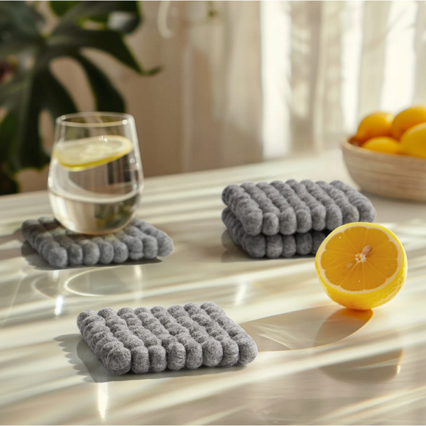 Modwool Felt Square Coaster in Light Grey - Set of 4