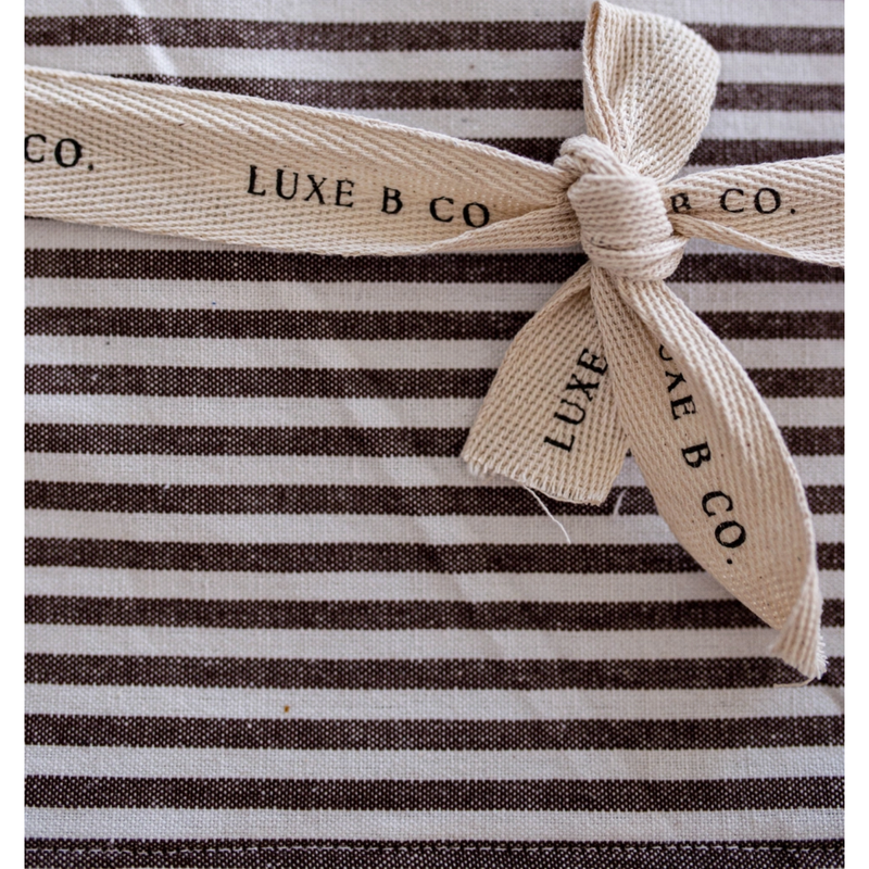 Ruffle Tea Towel in Brown/White Stripes - Set of 2