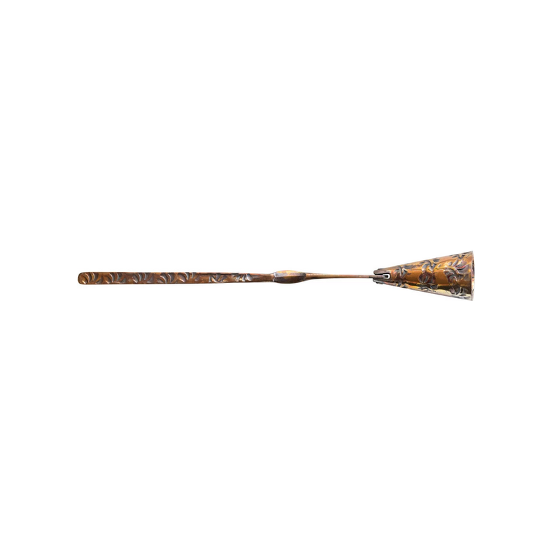 Debossed Copper Candle Snuffer, Burnt Finish
