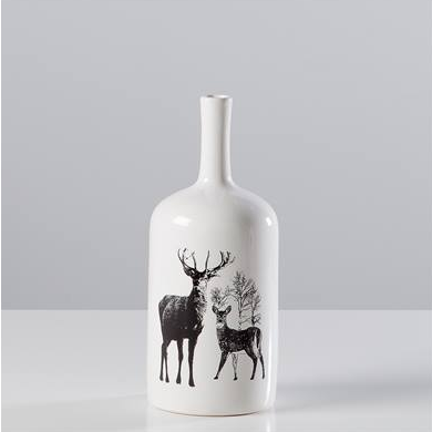 Stag Ceramic Decal Vase - Short