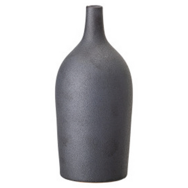 Stoneware Vase, Reactive Glaze, Matte Black