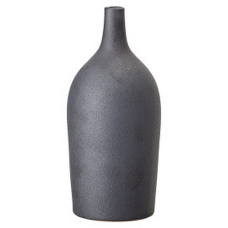 Stoneware Vase, Reactive Glaze, Matte Black