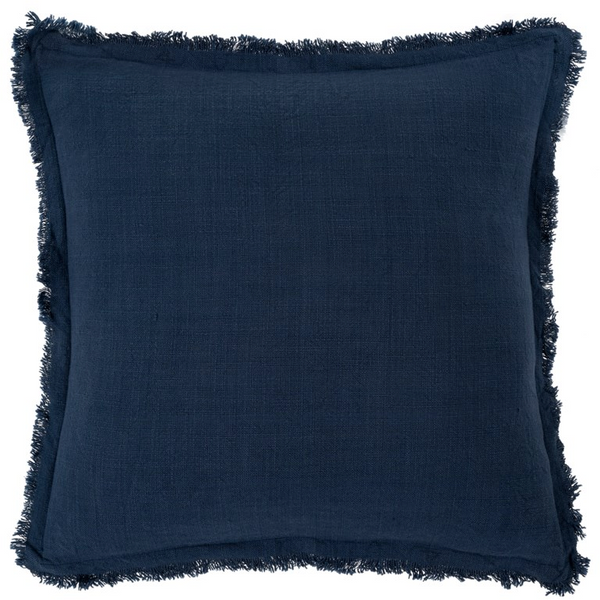 Frayed Edge Cushion - Navy