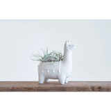 Ceramic Llama Planter, White