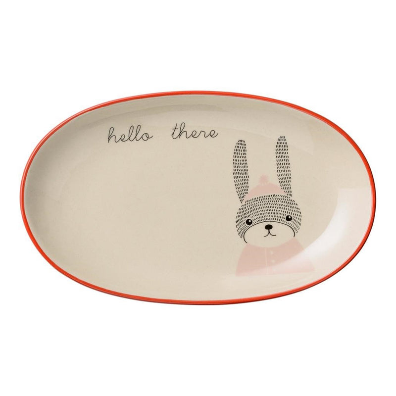 Ceramic Mollie Oval Plate with Rabbit