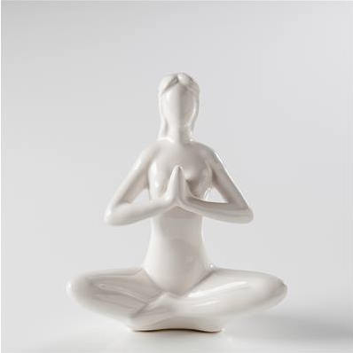 Yoga White Ceramic Decor Figure - Praying