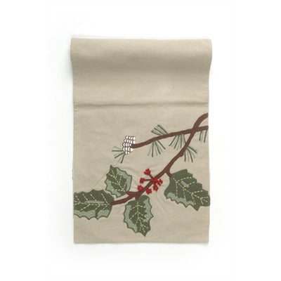 Holly Christmas Table Runner 13" x 54"