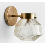 Aiden Ribbed Glass Brass Wall Sconce Light