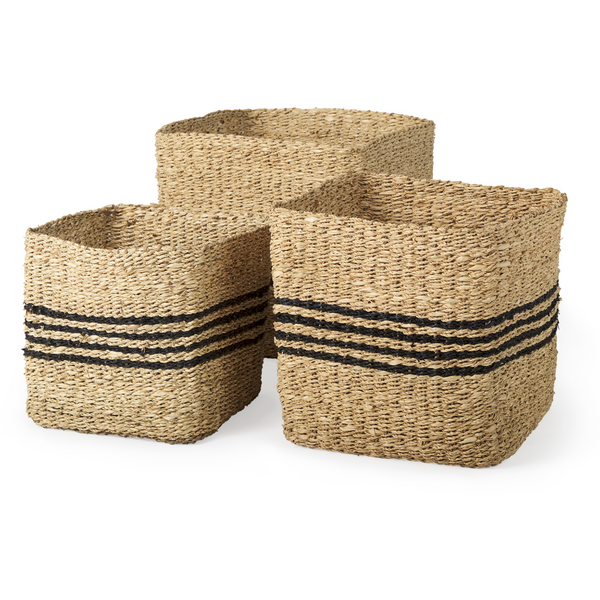 Cullen Twisted Seagrass Square Baskets Set
