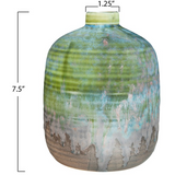 Stoneware Vase, Reactive Glaze, Green