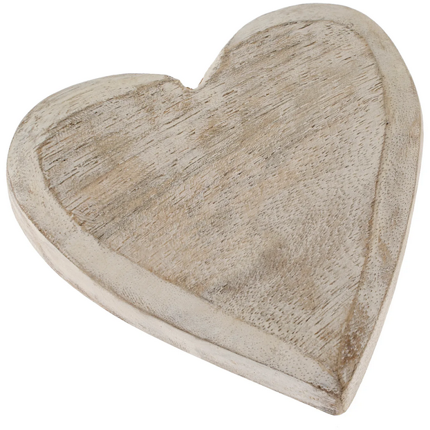 Wooden Whitewashed Heart