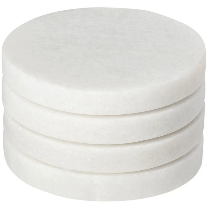 Marble Coasters Round White Set of Four