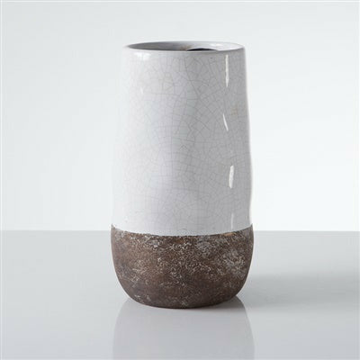Corsica Ceramic Crackle 2 Tone Vase - White - 122 West