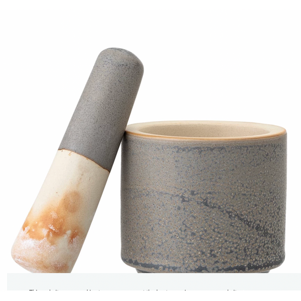 Stoneware Mortar and Pestle