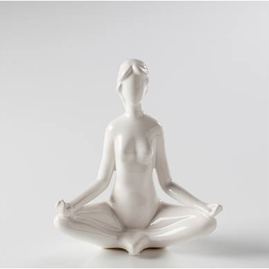 Yoga White Ceramic Decor Figure - Hands On Knees