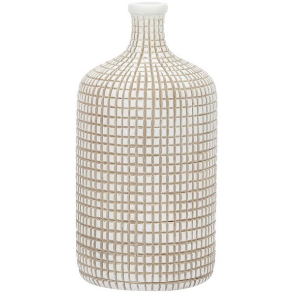 Armadillo Resin Bottle Vase - 10" White