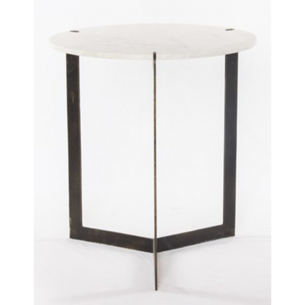 Kiara End Table - Polished White Marble