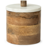 Sandy Brown Round Wooden Storage Box
