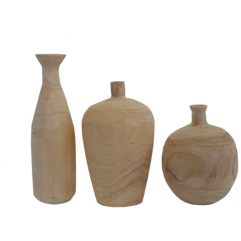 Paulownia Wood Vase, 3 Styles