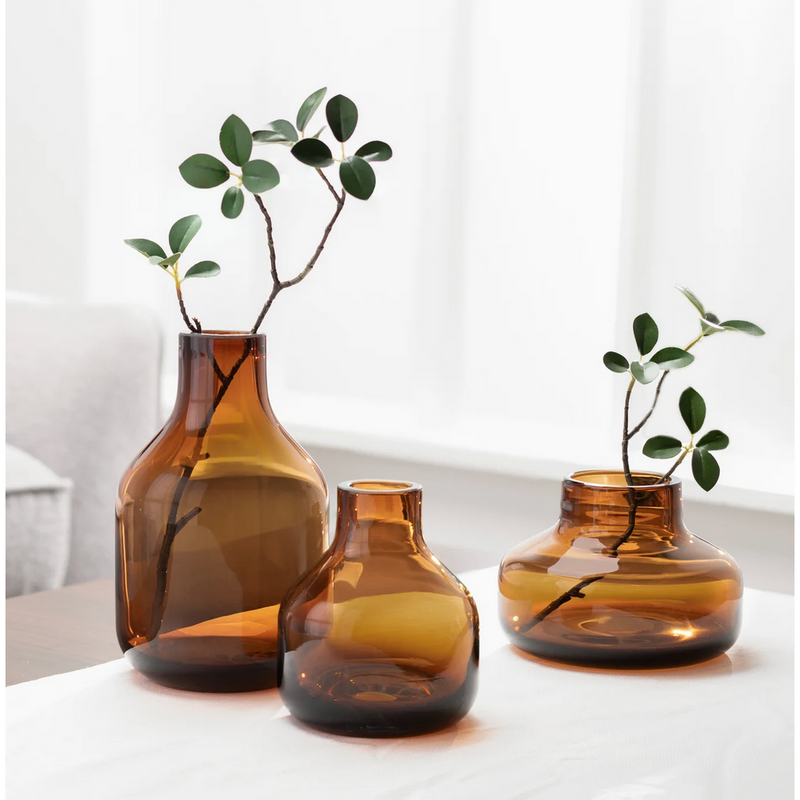Beau Mini Glass Bottle Vase - Brown