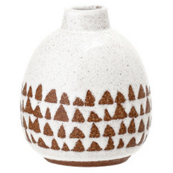 Little Stoneware Vase, White &amp; Terra-cotta Finish