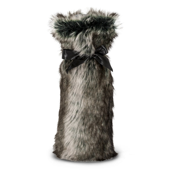 Faux Fur Bottle Bag Black