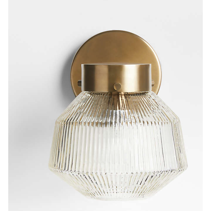 Aiden Ribbed Glass Brass Wall Sconce Light