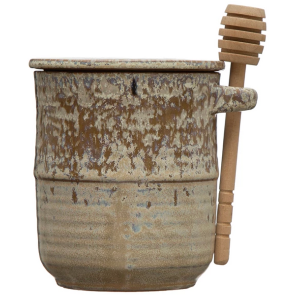 Honey Jar with Wood Honey Dipper