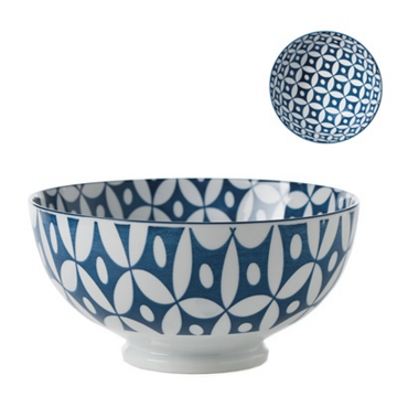 Porcelain Dark Blue with Blue Trim Bowl 8"