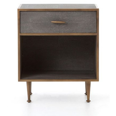 Shagreen Nightstand - Antique Brass