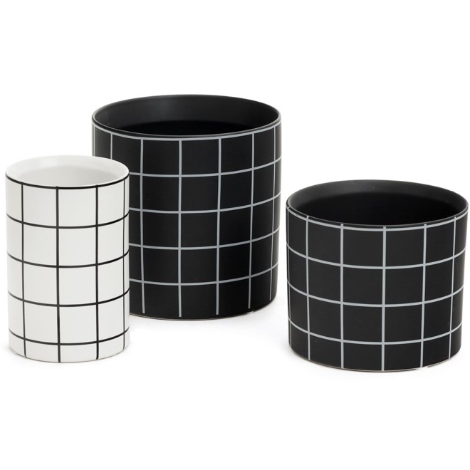 Holmes Large Grid Planter - Black and White