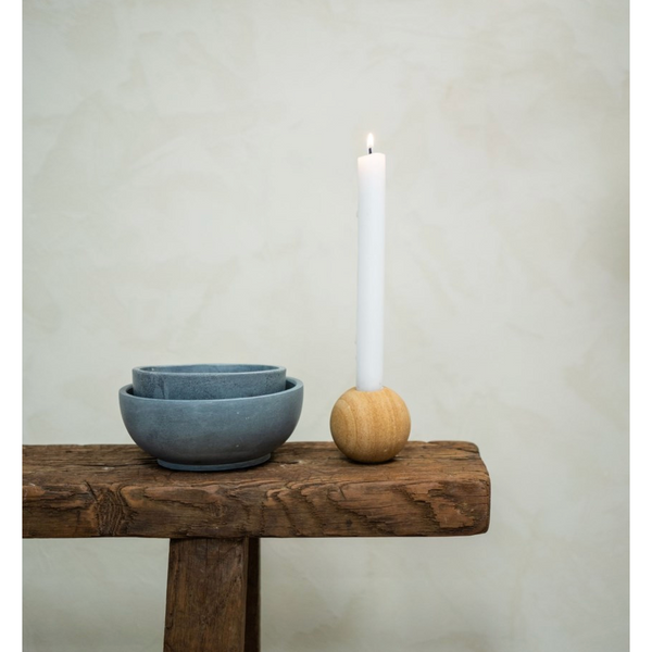 Stone Sphere Candle Holder